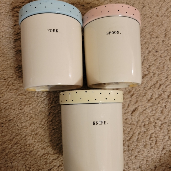 Rae Dunn Ceramic Cutlery Container Set - Picture 5 of 9